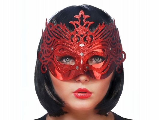 Maska červená s ornamentem